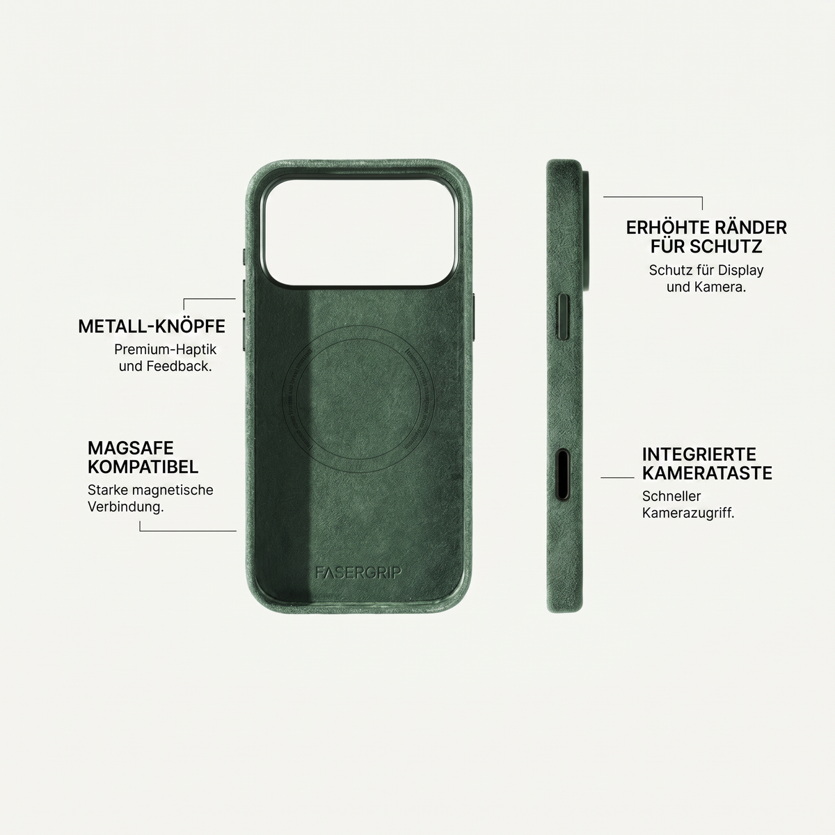 Alcantara Hülle - iPhone 17 Pro Max - Grün